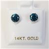 Image 2 : 14K White Gold Diamonds(1Ct,I1-I3,Intense Blue) Stud Earrings (~weight 0.73g), Made in Canada, Appra