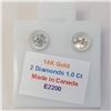 Image 4 : 14K White Gold Diamonds(1Ct,I1-I3,Intense Blue) Stud Earrings (~weight 0.73g), Made in Canada, Appra