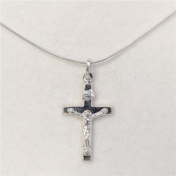 Silver Cross Shapped Necklace (~length 18 inches), Suggested Retail Value $100