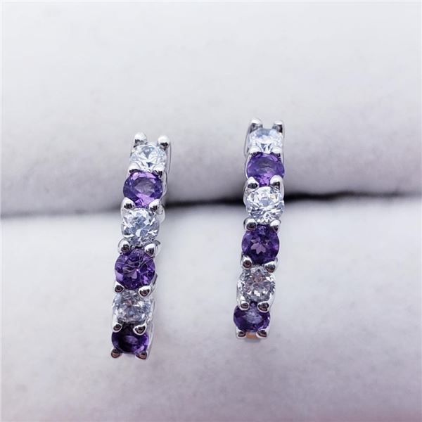 Silver Amethyst Earrings, Suggested Retail Value $100