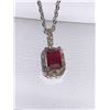 Image 2 : Natural Ruby Emerald Cut 1.02 ct & Diamond Pendant with Chain with Appraisal Certificate $1400.00