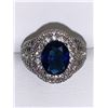 Image 2 : Ladies Blue Sapphire Oval Cut 1.1 Carat Solitaire cluster top .925 Silver Dress Ring size7