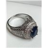 Image 3 : Ladies Blue Sapphire Oval Cut 1.1 Carat Solitaire cluster top .925 Silver Dress Ring size7
