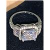 Image 4 : Princess Cut 1.0 Carat Square set with side stones Ladies size 7 anniversary ring