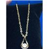 Image 1 : Tear Drop Design Brilliant Cut Solitaire Pendant with Chain 14K GP