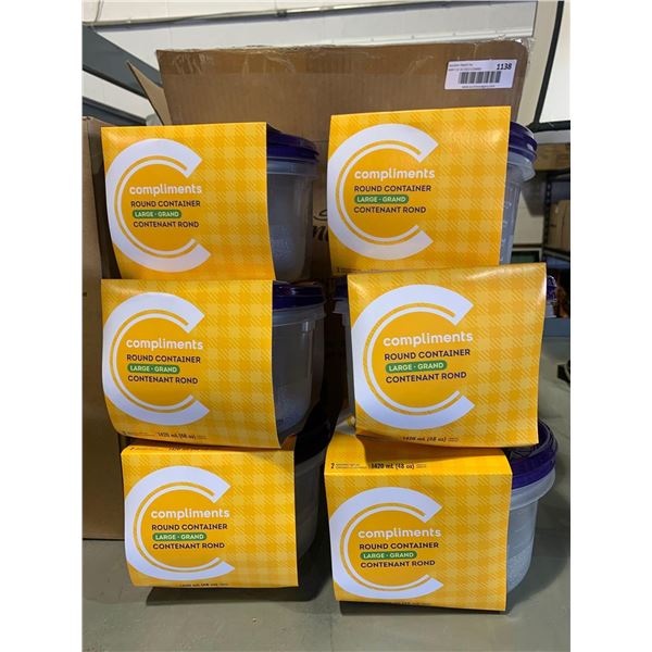 Compliments Large 48oz Round Containers with lids 2 Count Packs x6