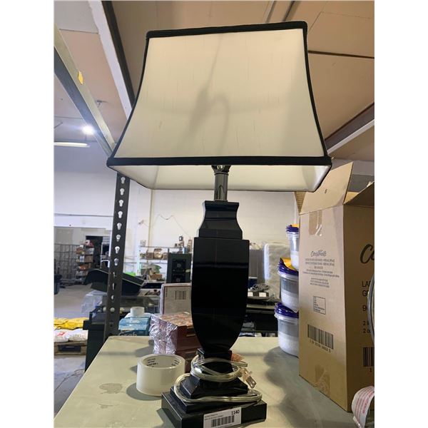Black Table Accent Lamp with White Shade