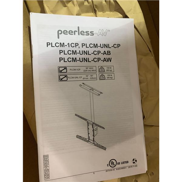 Peerless PLCM-1CP Solid-Point Flat Panel Straight Column Ceiling Mount