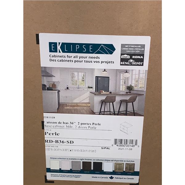Eklipse Cabinets 36" 2 Door Base Cabinet "Perle"