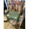 Image 1 : Antique Krug Back Wooden Office Chair with Leather Padded Seat