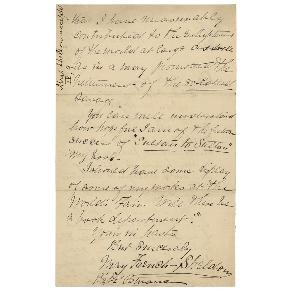 May French Sheldon Autograph Letter Signed