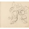 Image 1 : Sleepy, Happy, Sneezy, Bashful, and Grumpy production drawing from Snow White and the Seven Dwarfs