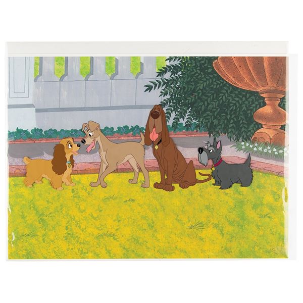 Lady, Tramp, Trusty, and Jock production cel from Lady and the Tramp