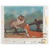Image 1 : Tod and Big Mama production cels on a preliminary production background from The Fox and the Hound