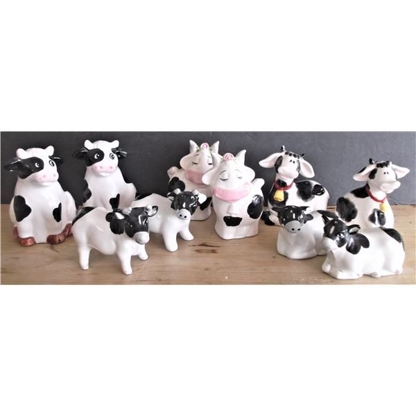 Collection of Cow Salt and Pepper Shakers