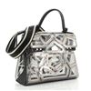 Image 1 : Delvaux Gladiator Tempete Top Handle Bag Metal Embellished Vinyl GM Clear, Silve