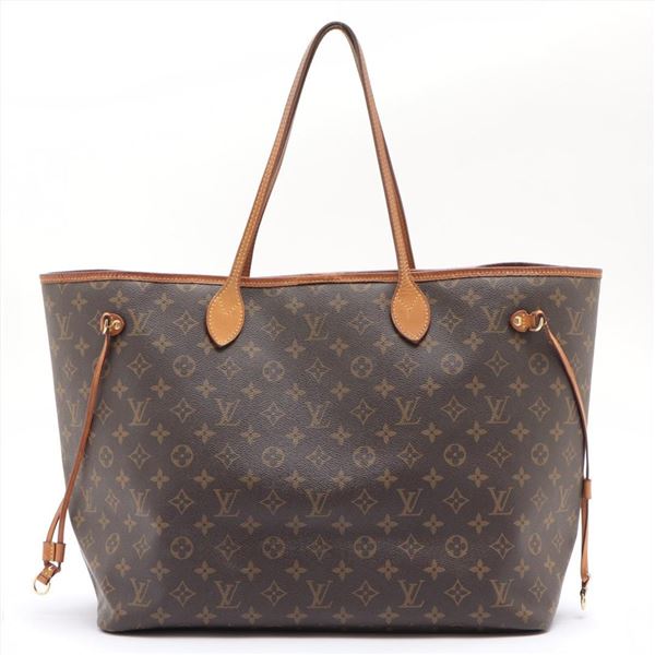 Louis Vuitton Brown Monogram Canvas Leather Neverfull GM Tote Bag