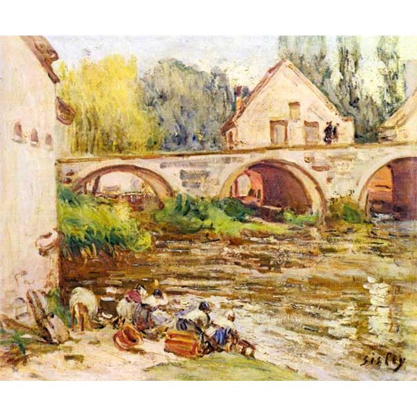 Alfred Sisley - The Laundresses by Moret