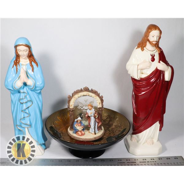 BOX OF STATUES JESUS, MARY