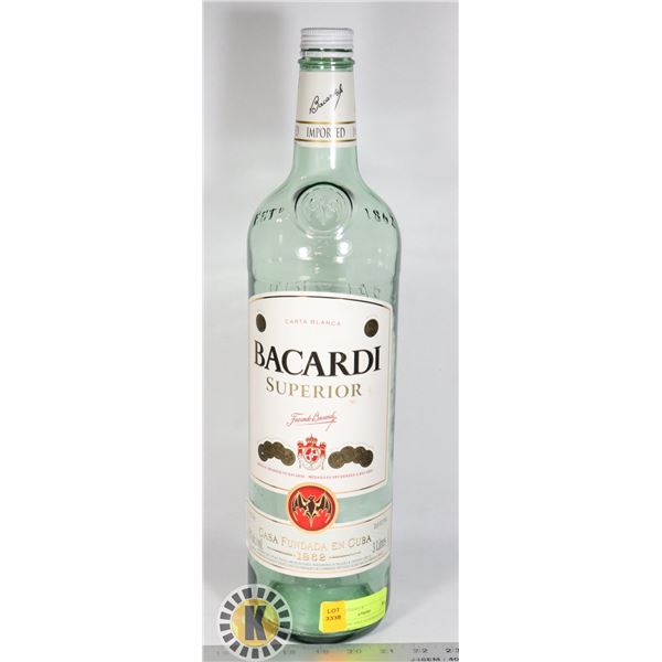 EMPTY BACARDI SUPERIOR RUM 3L BOTTLE WITH LID