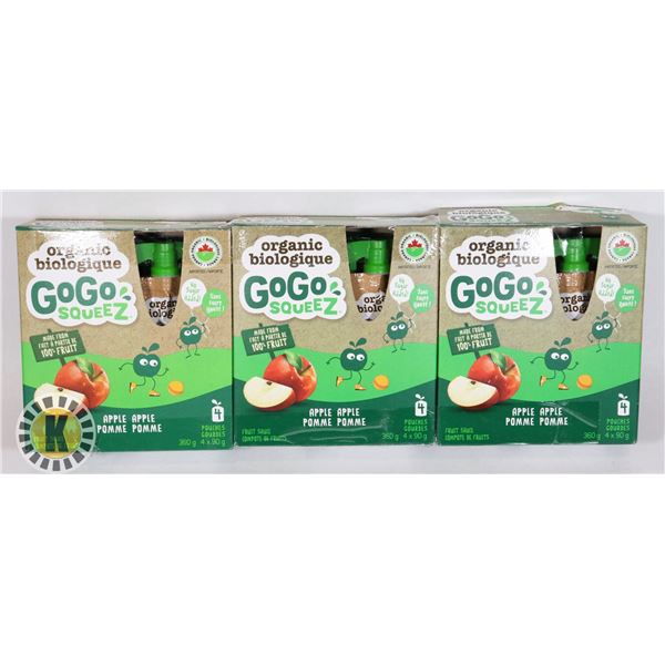 3 BOXES ORGANIC GOGO SQUEEZ APPLE STRAWBERRY