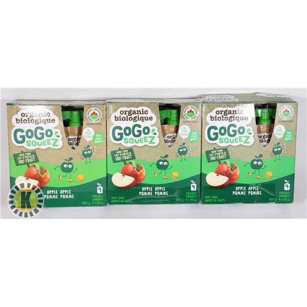 3 BOXES ORGANIC GOGO SQUEEZ APPLE STRAWBERRY