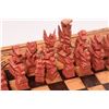 Image 2 : Hand Carved Wood Folding Chess/Checker Board  [148942]