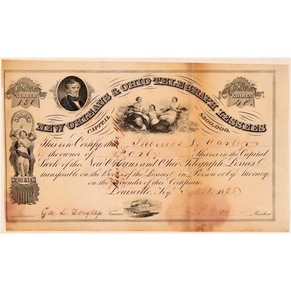 New Orleans & Ohio Telegraph Lessees Stock Certificate  [107772]