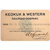 Image 1 : Keokuk & Western Railroad Pass  [150156]
