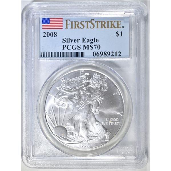 2008 AMERICAN SILVER EAGLE  PCGS MS-70