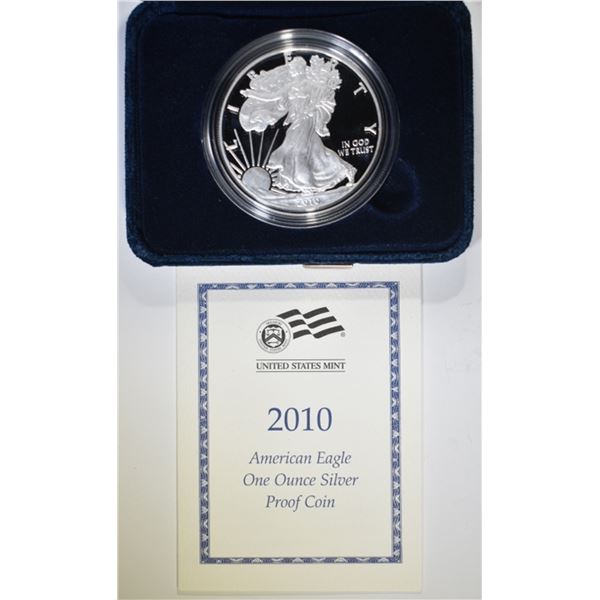 2010 PROOF AMERICAN SILVER EAGLE ORIG BOX/COA