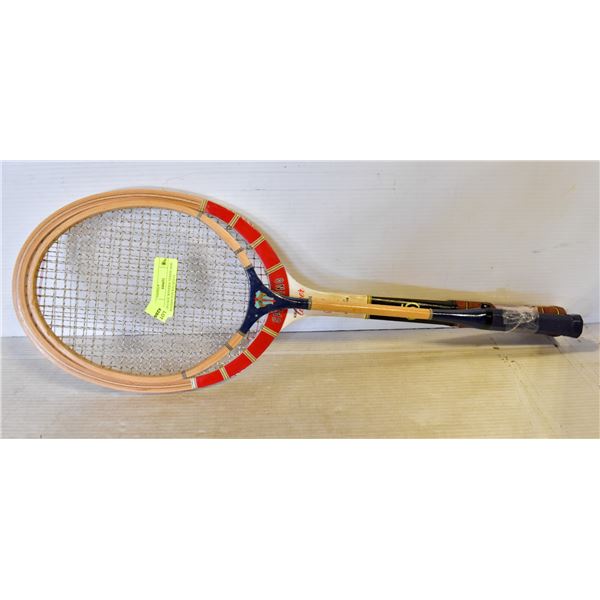 VINTAGE WOODEN TENNIS AND BADMINTON RACQUETS