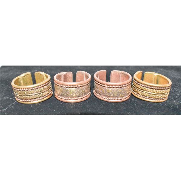 SET OF 4 COPPER AND BRASS RINGS