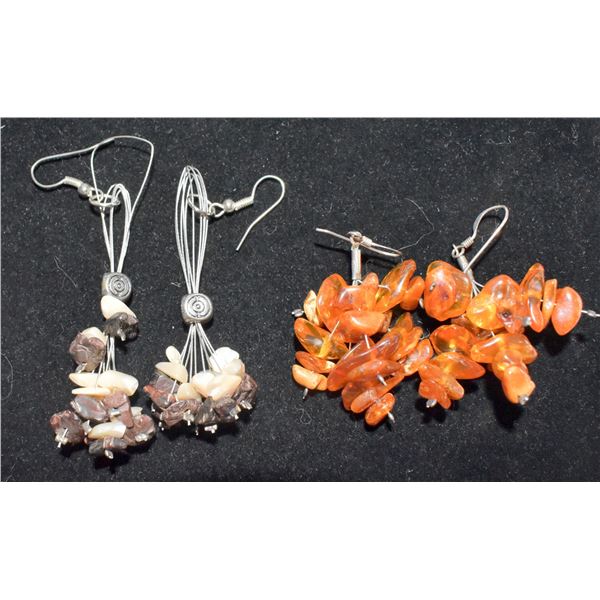 AMBER AND SEMI PRECIOUS STONE EARINGS