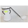 Image 1 : ENAMEL MILK CAN WITH LADLE