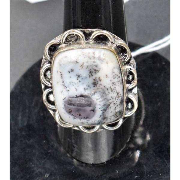 #50-NATURAL DENDRITIC OPAL RING/SIZE 8