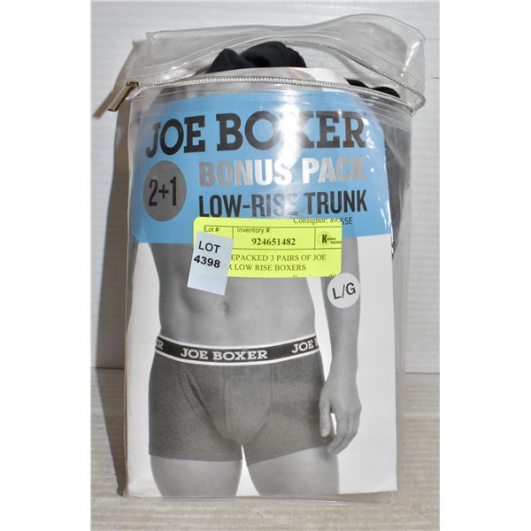 NEW REPACKED 3 PAIRS OF JOE BOXER LOW RISE BOXERS