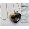 Image 1 : 6)  HEART SHAPED DENDRITIC OPAL PENDANT ON AN 18"