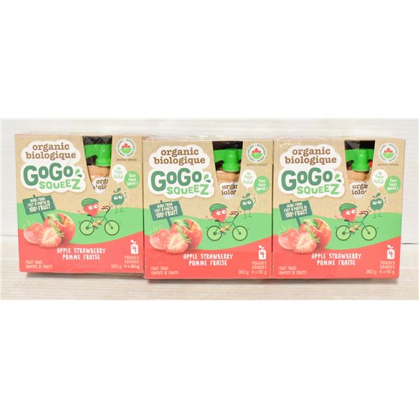 3 BOXES ORGANIC GOGO SQUEEZ APPLE FRUIT SAUCE
