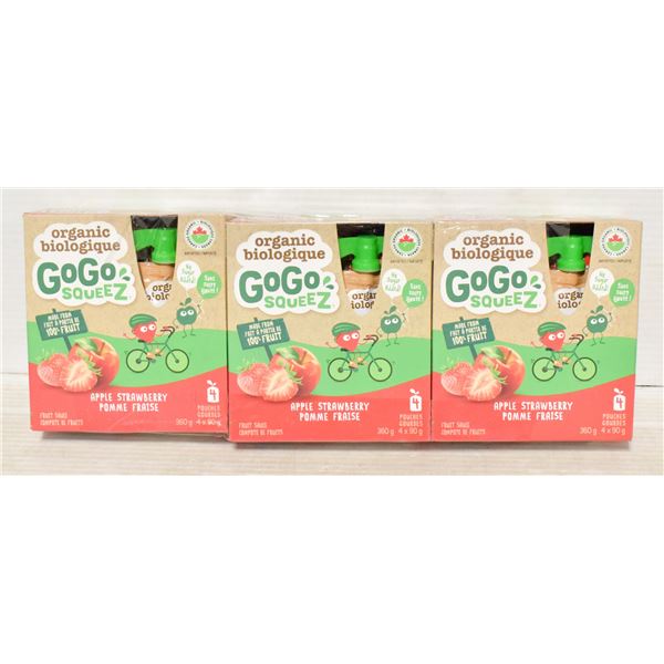 3 BOXES ORGANIC GOGO SQUEEZ APPLE FRUIT SAUCE