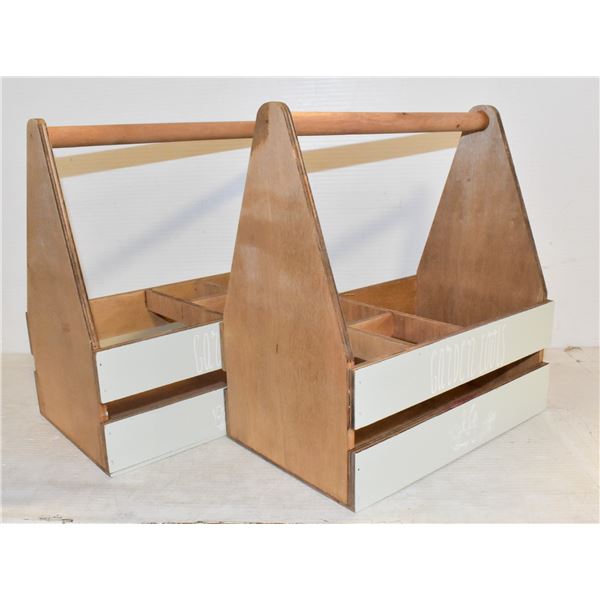 LOT OF 2 NEW WOODEN GARDEN TOOL BOXES