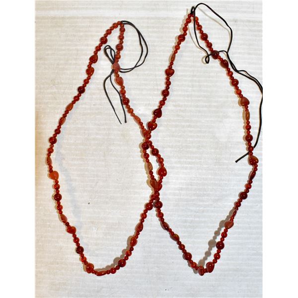 2 AGATE HEART & CABACHON ESTATE NECKLACES