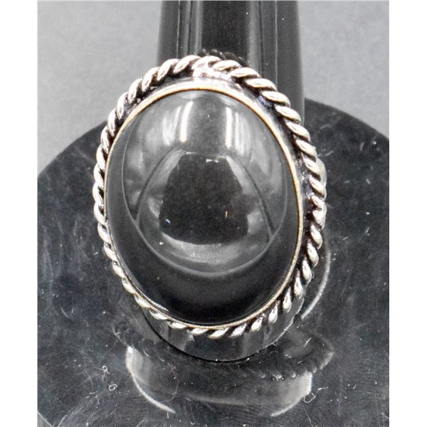 #68-NATURAL BLACK OBSIDIAN RING/SIZE 7.75