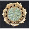 Image 1 : VINTAGE ROUND BROOCH WITH JADE CHIPS