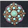 Image 1 : VINTAGE JOAN RIVERS BROOCH WITH TURQOUISE, CITRINE