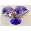 Image 1 : LARGE BLUE AND GOLD ART GLASS BOWL H-7 IN & W-12