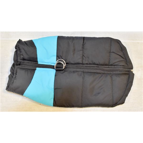 NEW XL SIZE WINTER PET COAT, BLACK/AQUA, AMZ SES