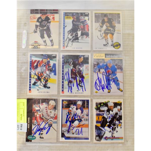 9 SIGNED HOCKEY CARDS KURRI,HOUSLEY,KLIMA,JUNEAU +