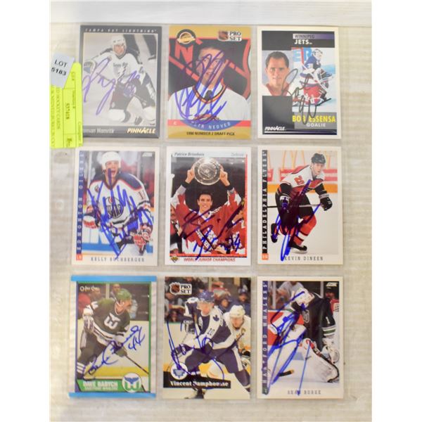 9 SIGNED HOCKEY CARDS HAMRLIK,NEDVED,BURKE,BUCKY