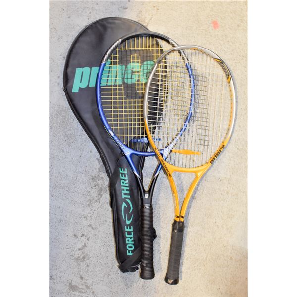 TWO PRINCE TENNIS RACKETS (1 WITH CASE)